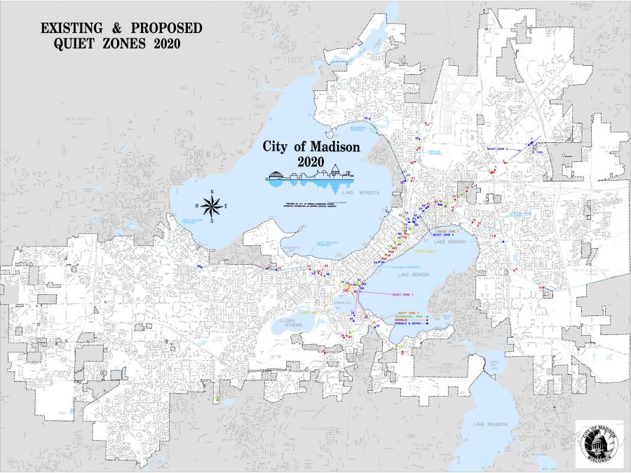 Map of Quiet Zones in the City of Madison