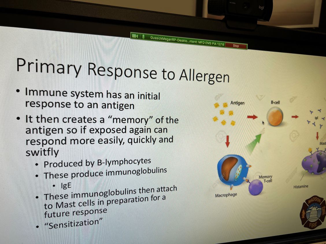 Snapshot of a PIA about allergic reactions