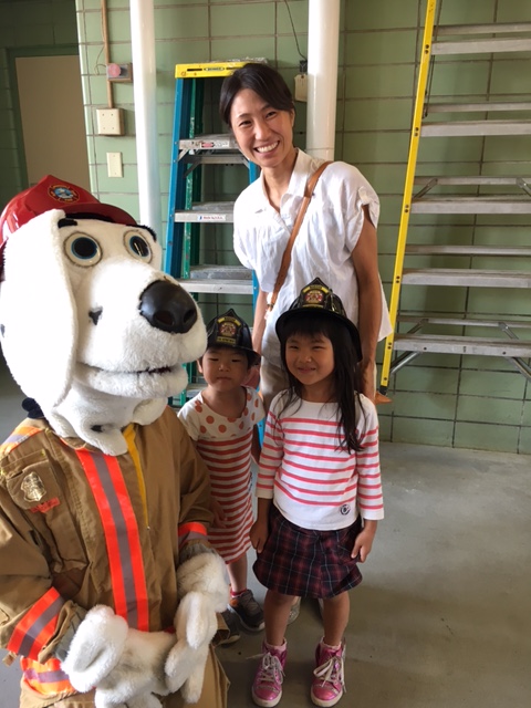 Family with Sparky the Fire Dog
