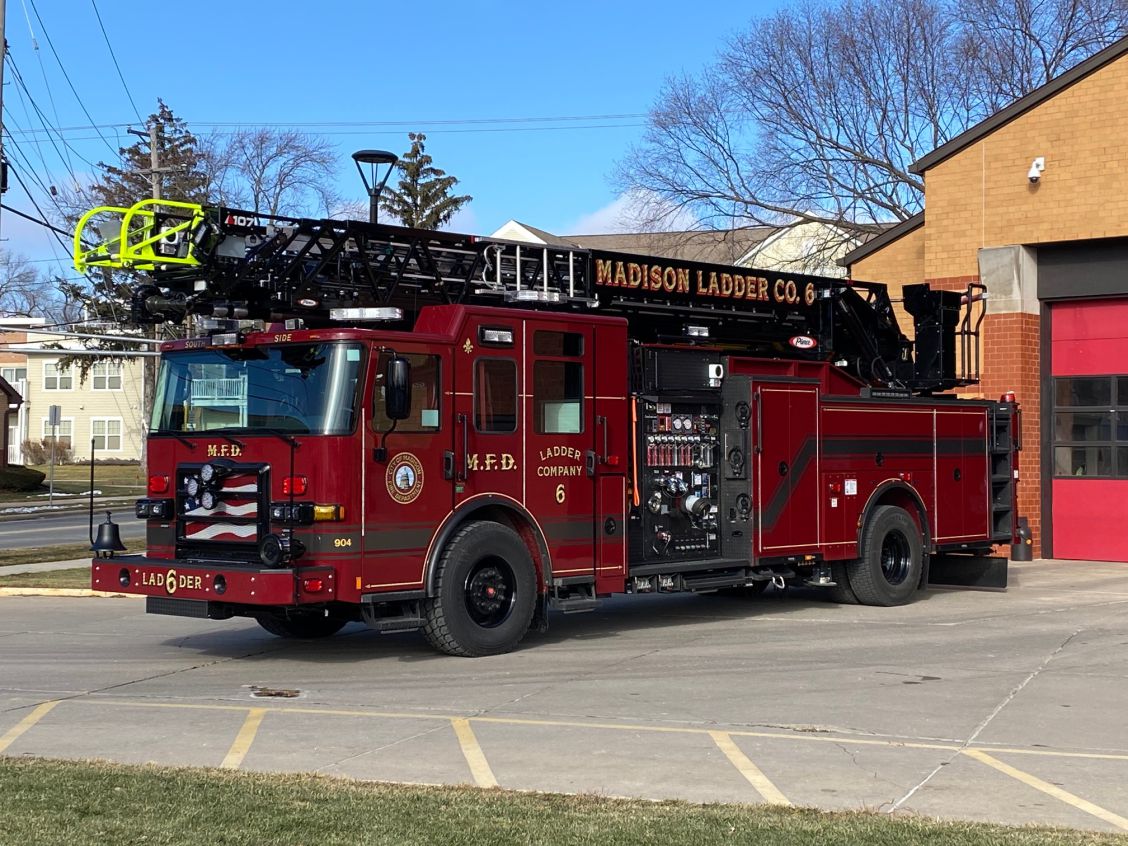 New Ladder 6 parked outside the fire station