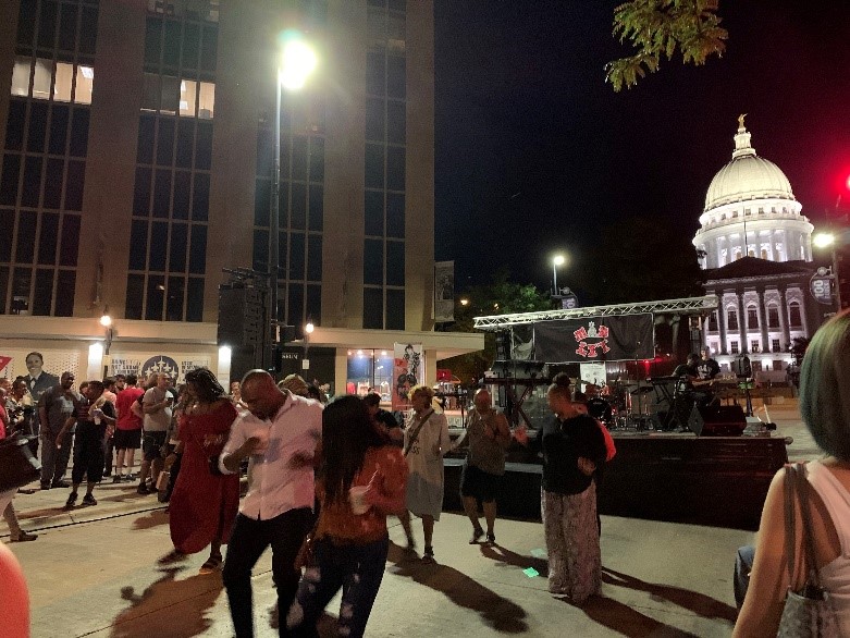 Mad Lit attendees dance the night away on State Street.