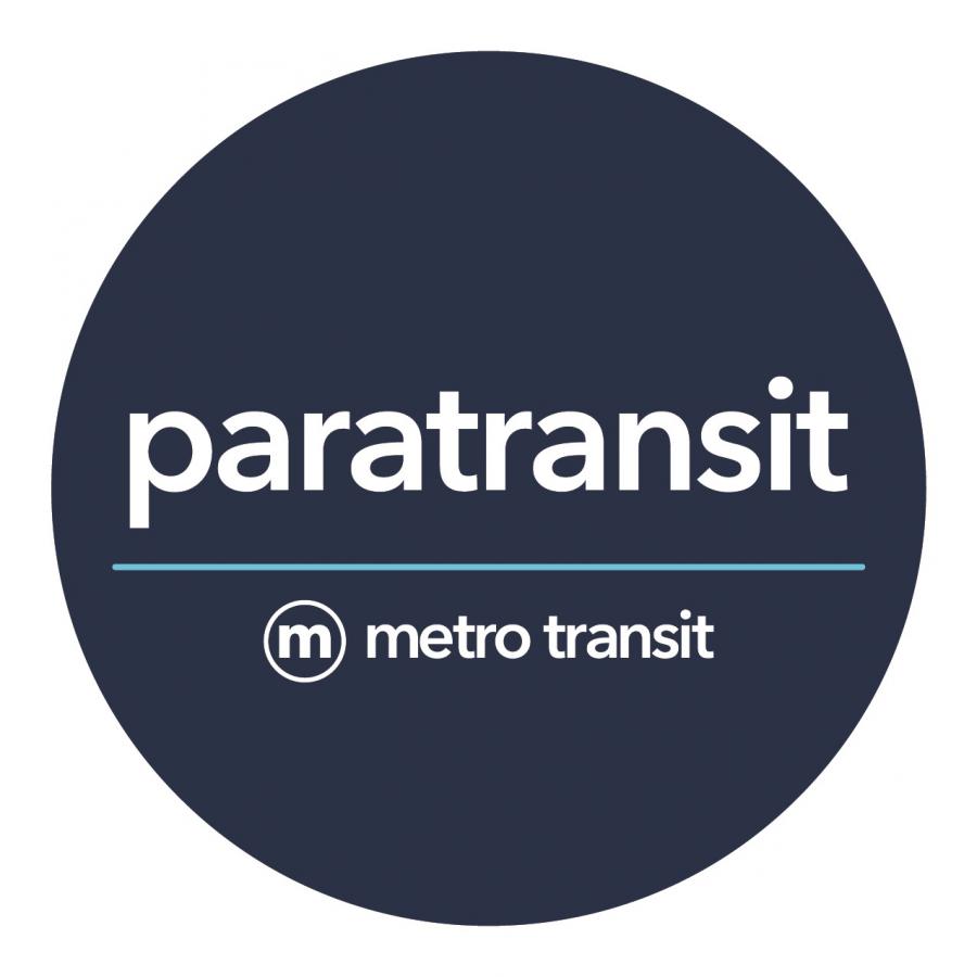 Blue paratransit service identifier sticker posted on all vehicles