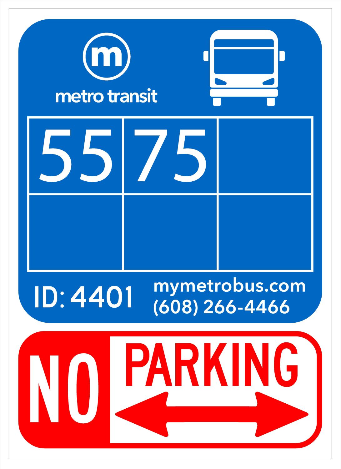 Image of a blue Madison Metro Bus sign.
