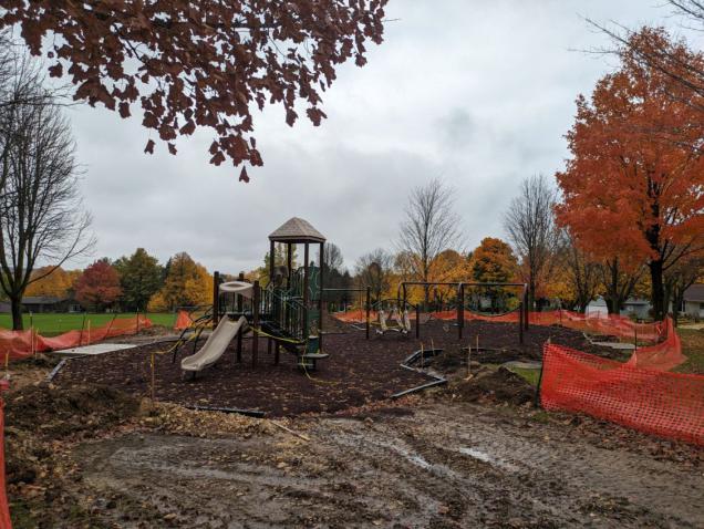 a photograph of Raemisch Homestead Park playground equipment and surfacing as-installed
