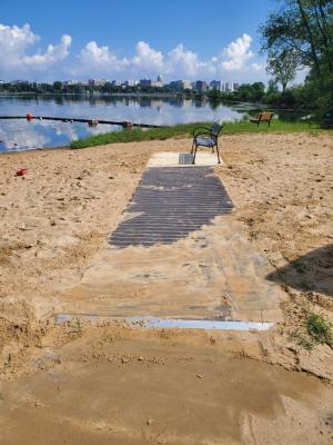 Photo of accessible beach mat at Bernie's Beach