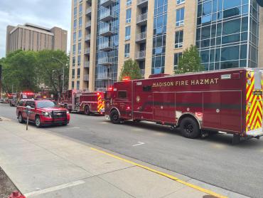 MFD response vehicles outside 1001 University Avenue