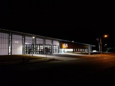 Fire Station 14 exterior at night