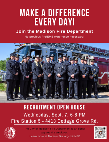 Fire Station 5 recruitment open house event poster