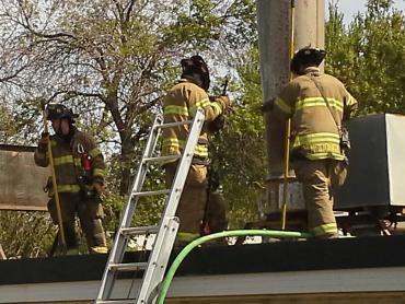 Firefighters at Bagels Forever 