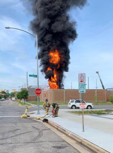 Large plume of flames and smoke at MGE substation