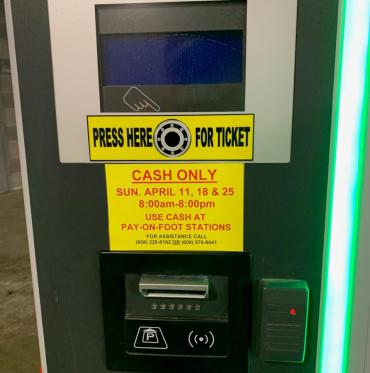 Image of Cash Only Information Sticker -Garage Exit Station 