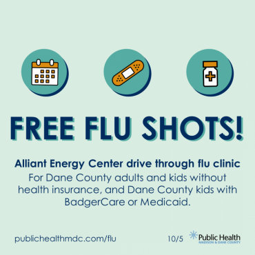 A graphic that says Free Flu Shots and lists who qualifies