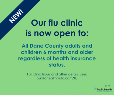 Graphic that says: our flu clinic is now open to everyone