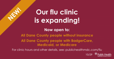 A graphic that says Our flu clinic is expanding with details on eligibility