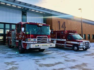 Engine 14 and Medic 14 outside Station 14