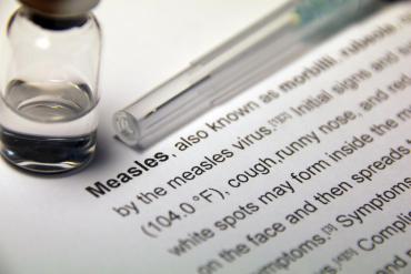 Vial of measles vaccine