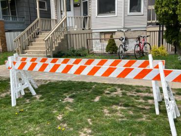 Road blocks are in place for the Mifflin Street Block Party.