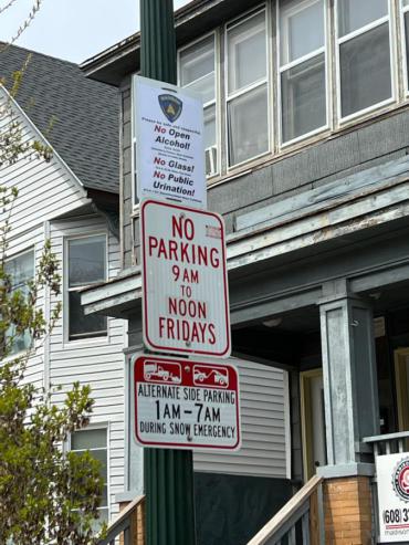 No glass and no trespassing signs have been placed along Mifflin Street ahead of the Mifflin Street Block Party.
