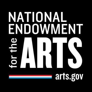National Endowment for the Arts in white san serif font on a black ground with red white and blue horizontal stripe along the bottom and arts.gov