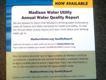 Postcard announcing release of Water Quality Report