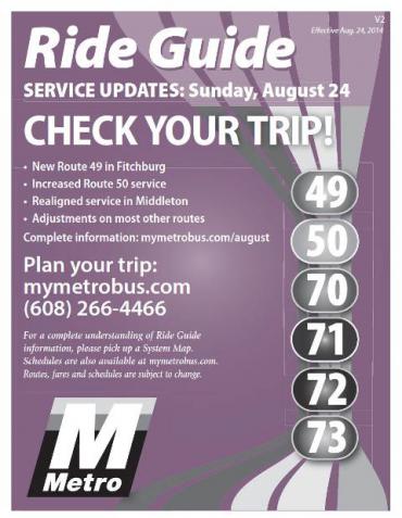 Metro Ride Guide Effective Sunday, August 24 