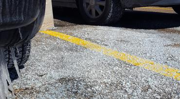 Heavy salt use in parking lot