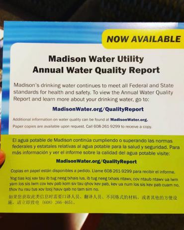 Water Quality Report announcement postcard
