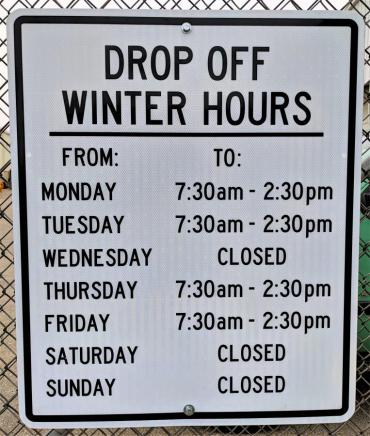 Drop-off sites on winter hours now until April 2021