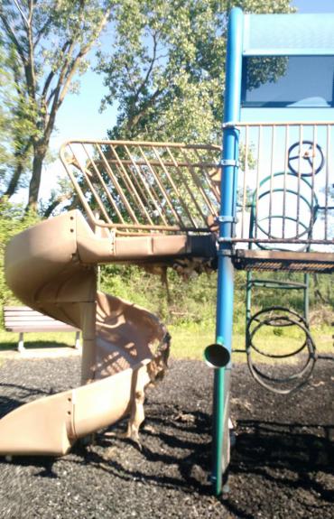 Slide and playground equipment destroyed by fire