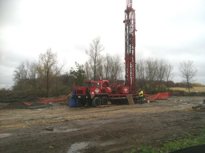 Drill tower at new well site