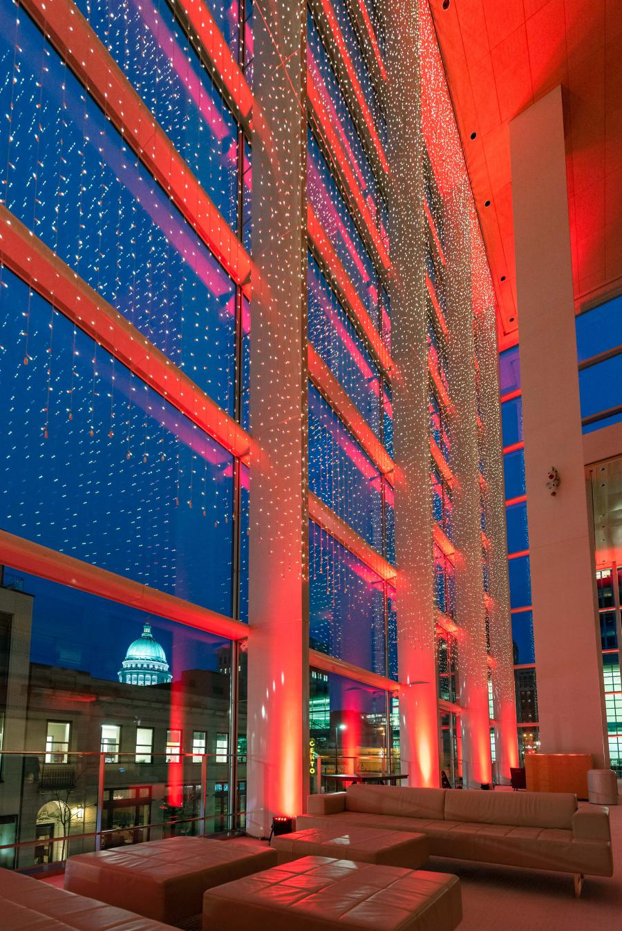 Overture Center in red
