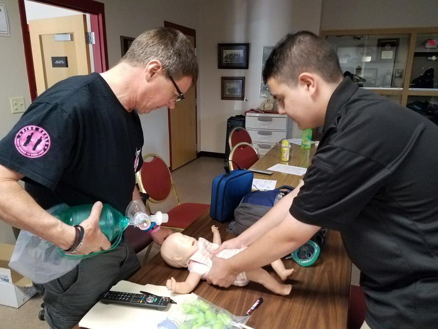Abe Ruiz learns infant CPR