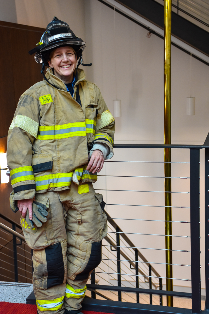 Gail Campbell in turnout gear