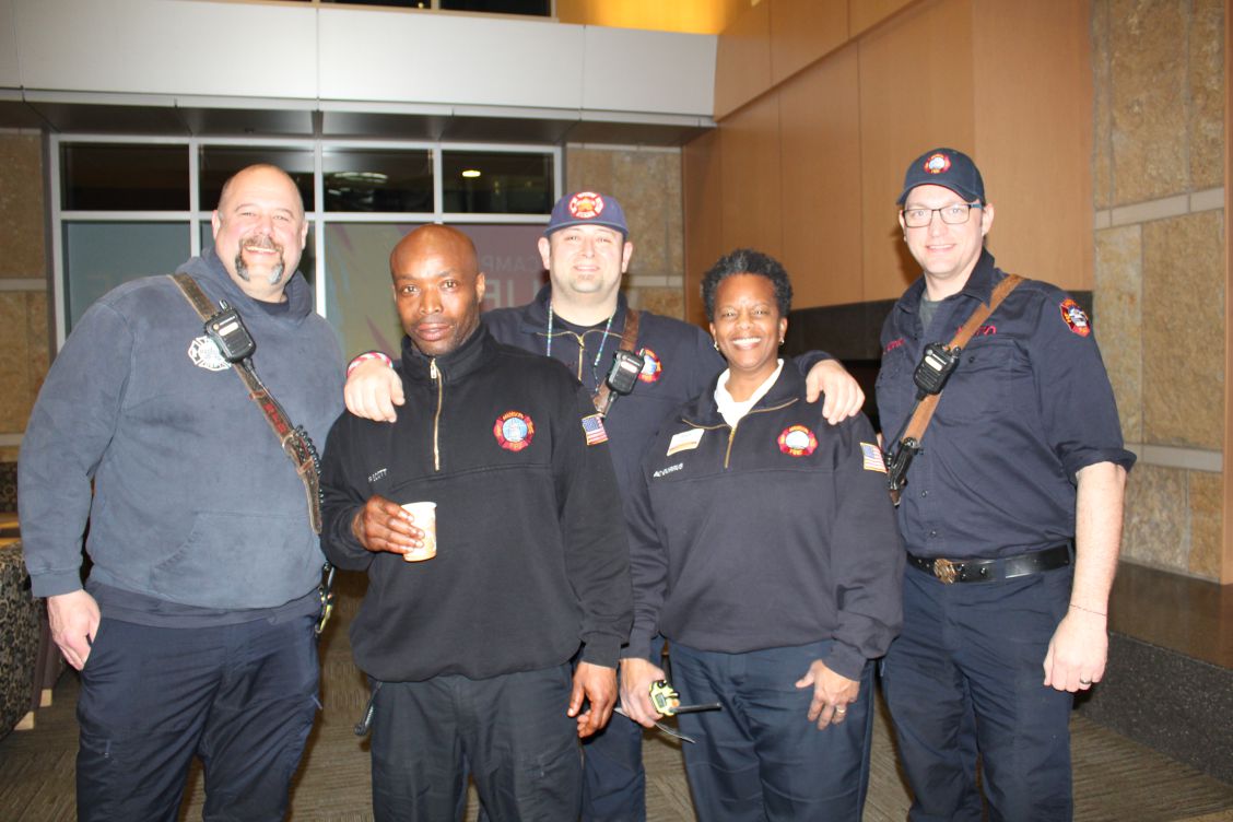 Ladder 8 crew with Asst. Chief Tracy Burrus