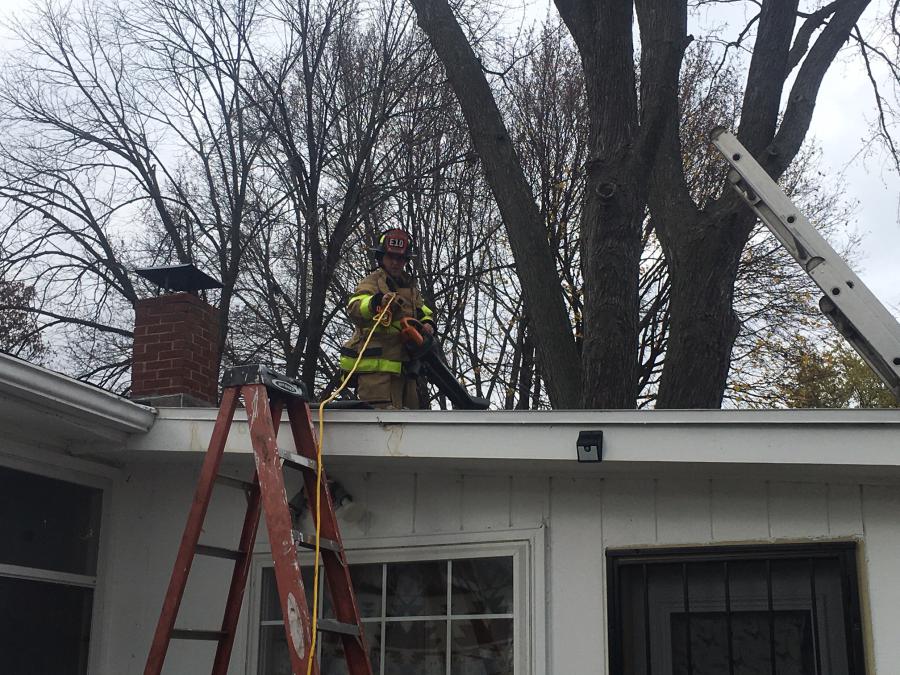 Firefighter on roof