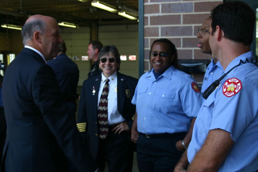 Jackson and other firefighters with Governor Jim Doyle in 2004