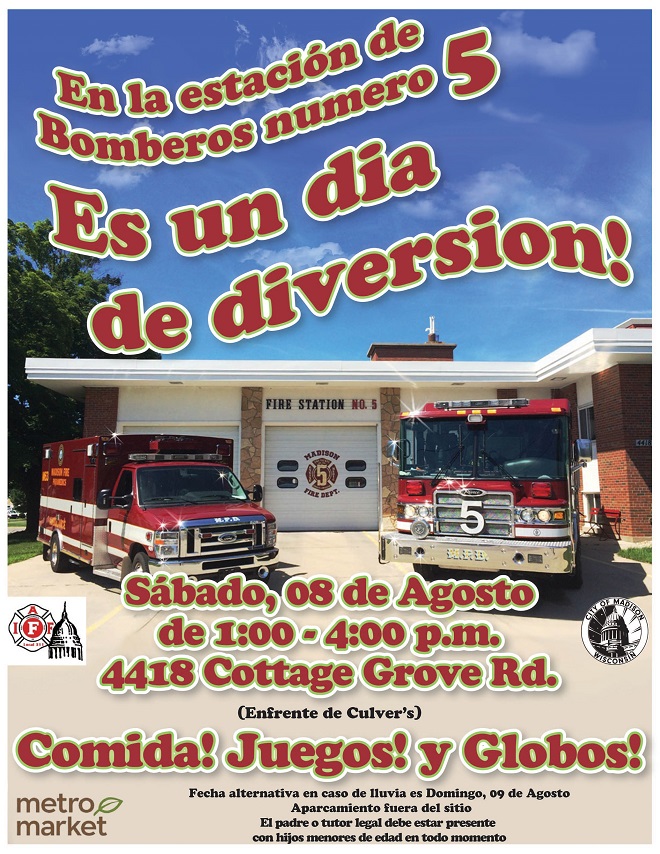 Firefighter Fun Day poster - Spanish language