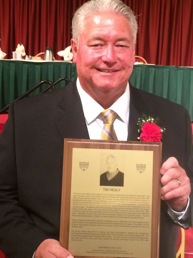 Tim Healy with Hall Of Fame plaque