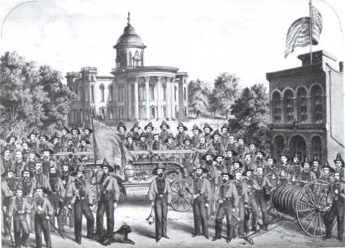 A Lithograph of the Fire Department