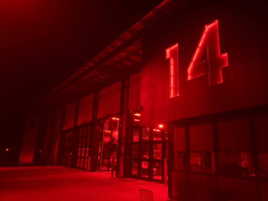 Station 14 lit up red