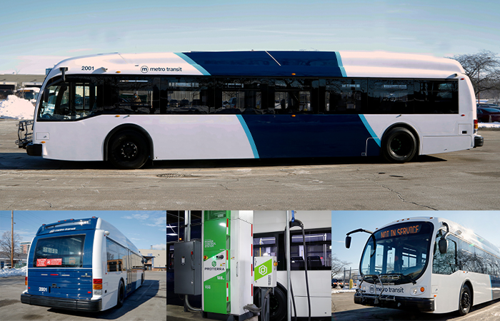 pictures of Metro's electric buses and charging equipment