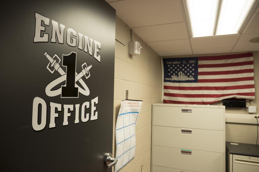 The Engine company's officer uses this office to write reports and conduct station business.