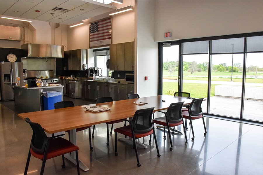 The kitchen and dining area at Station 14.