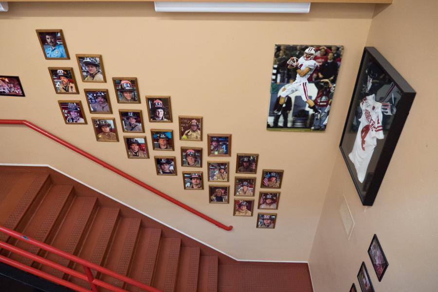 Station 4 Stairwell - Visitors will find a picture of every firefighter who serves at Station 4 as they ascend the staircase. 