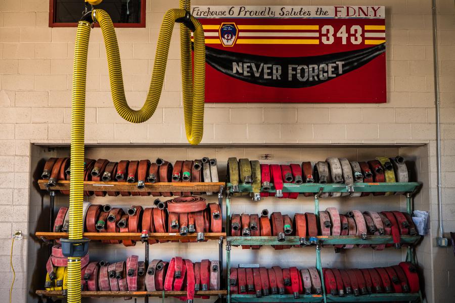Hose Rack - This hose rack is situated on the sidelines of the Station 6 apparatus bay.