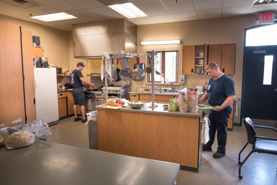 Station 7 Kitchen - Ten firefighters and paramedics cook and dine together every day at Station 7.
