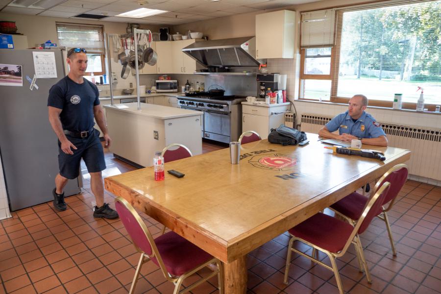 Station 9 Kitchen - Four firefighters cook and dine at Fire Station 9 every day.