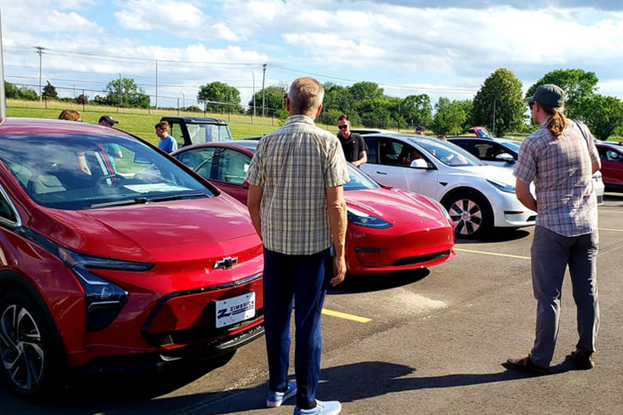 Electric vehicles on display and to test drive