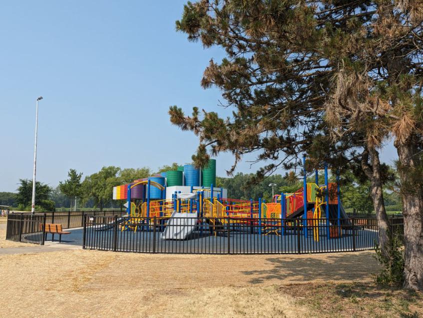 A photograph showing the recently completed playground installation at Warner Park