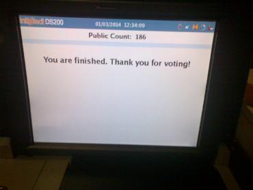 "Thank you for voting" message confirms that ballot was counted.